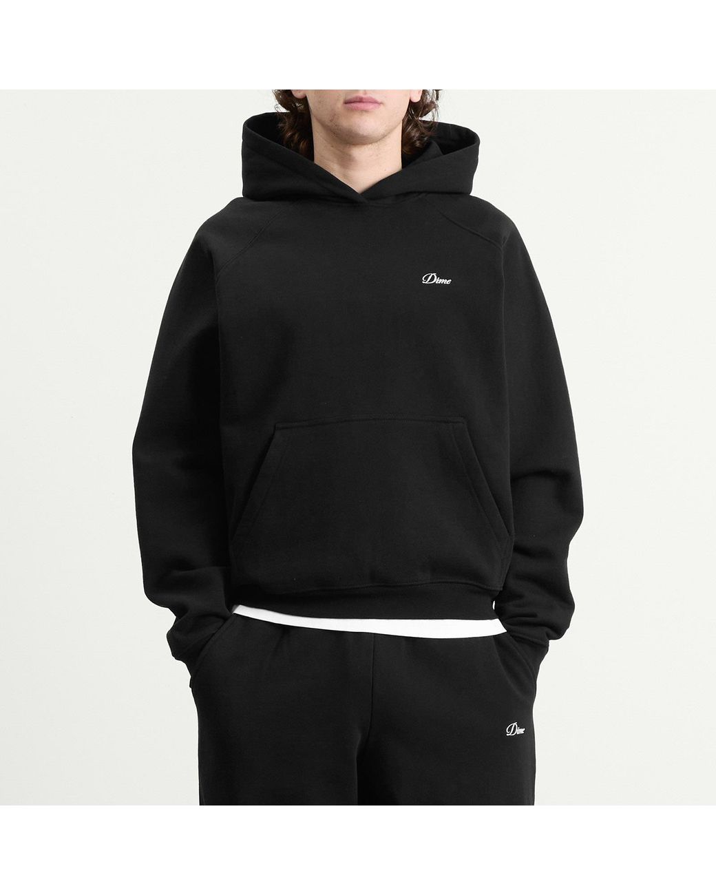 Dime Black Cursive Logo Hoodie for men