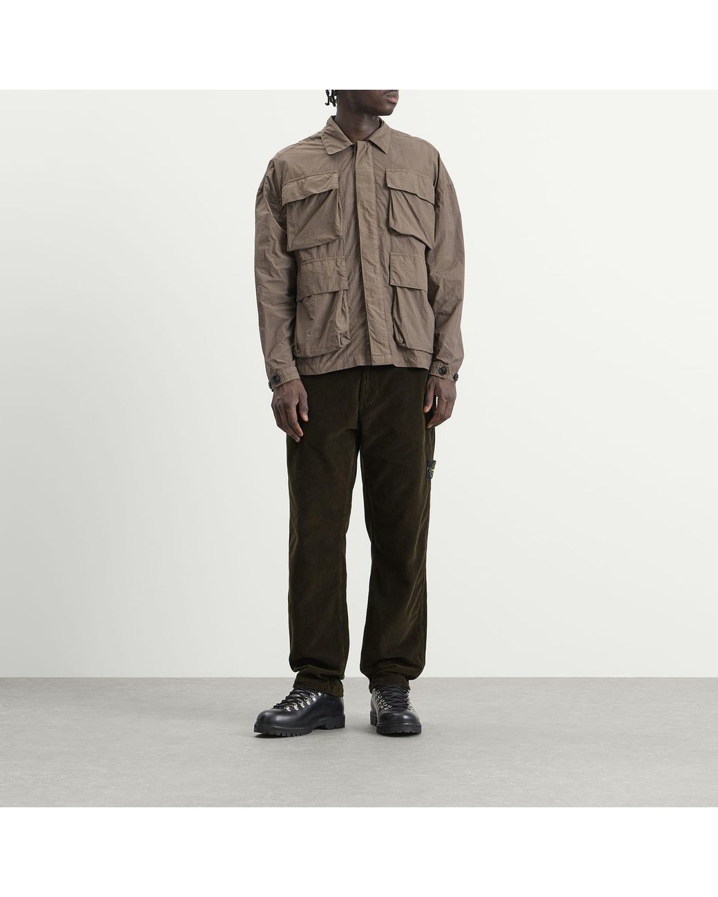 Stone Island Black Organic Cotton Corduroy Trousers for men