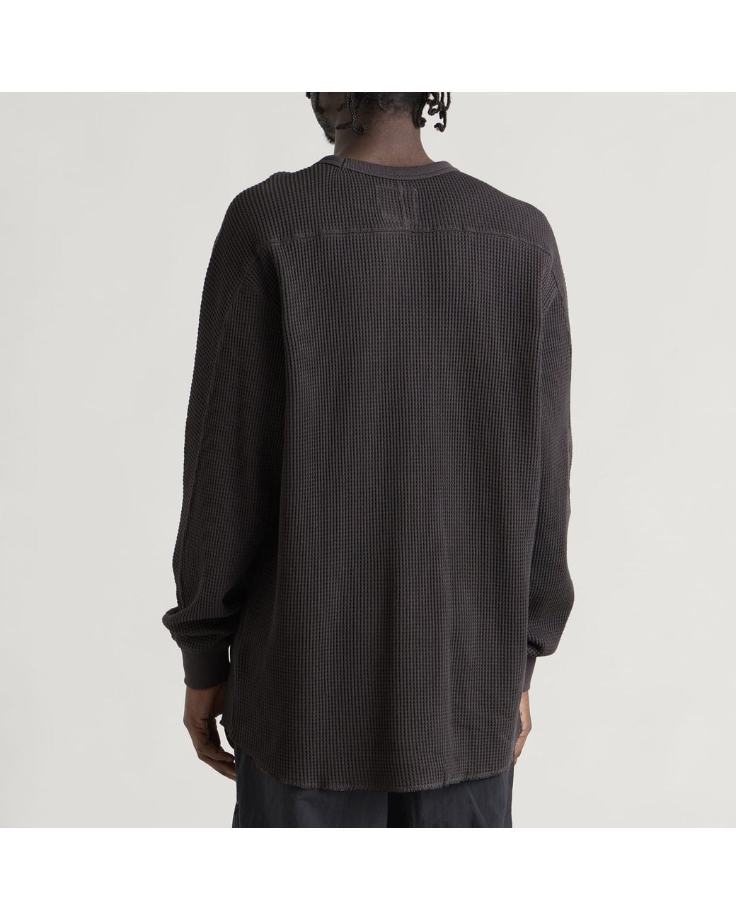 Snow Peak Black Heavyweight Waffle Pullover for men