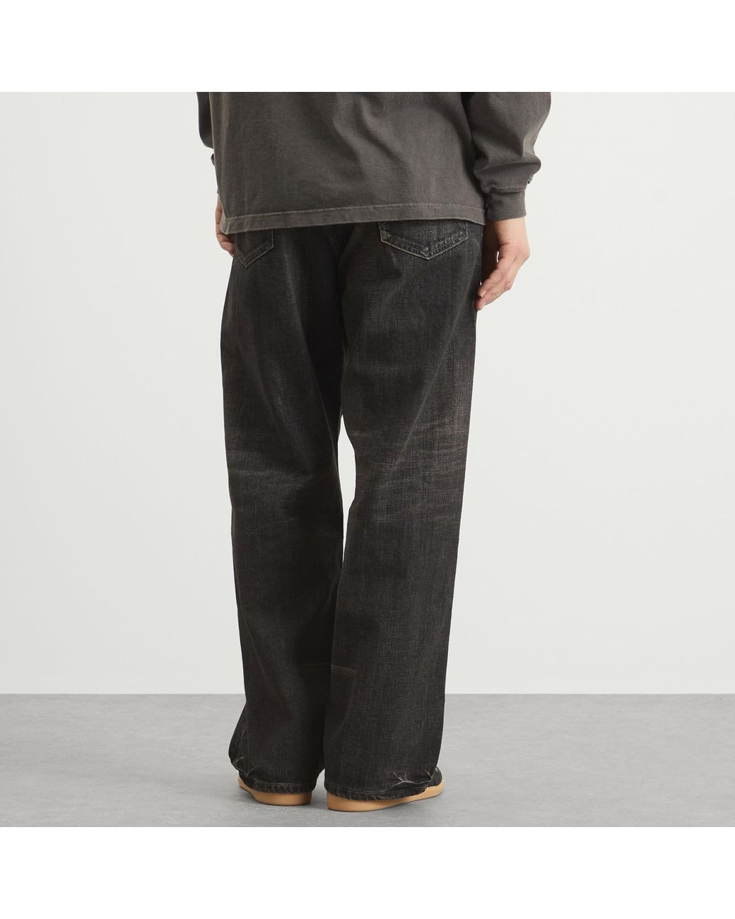 Neighborhood Gray Wide Leg Selvedge Denim Jeans for men