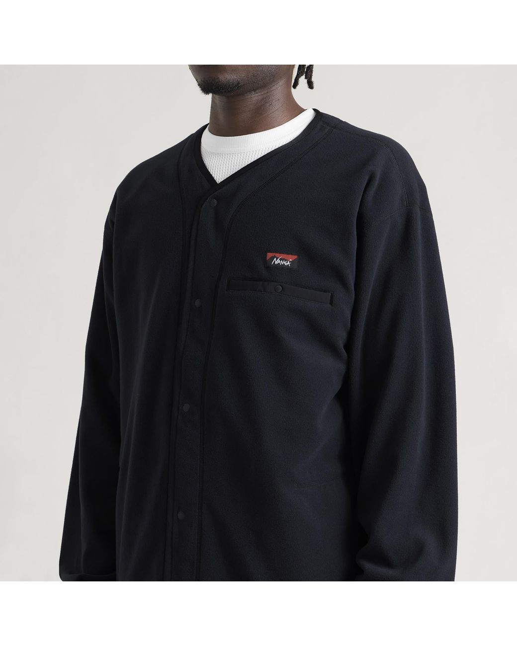 NANGA Black Air Warm Fleece Cardigan for men
