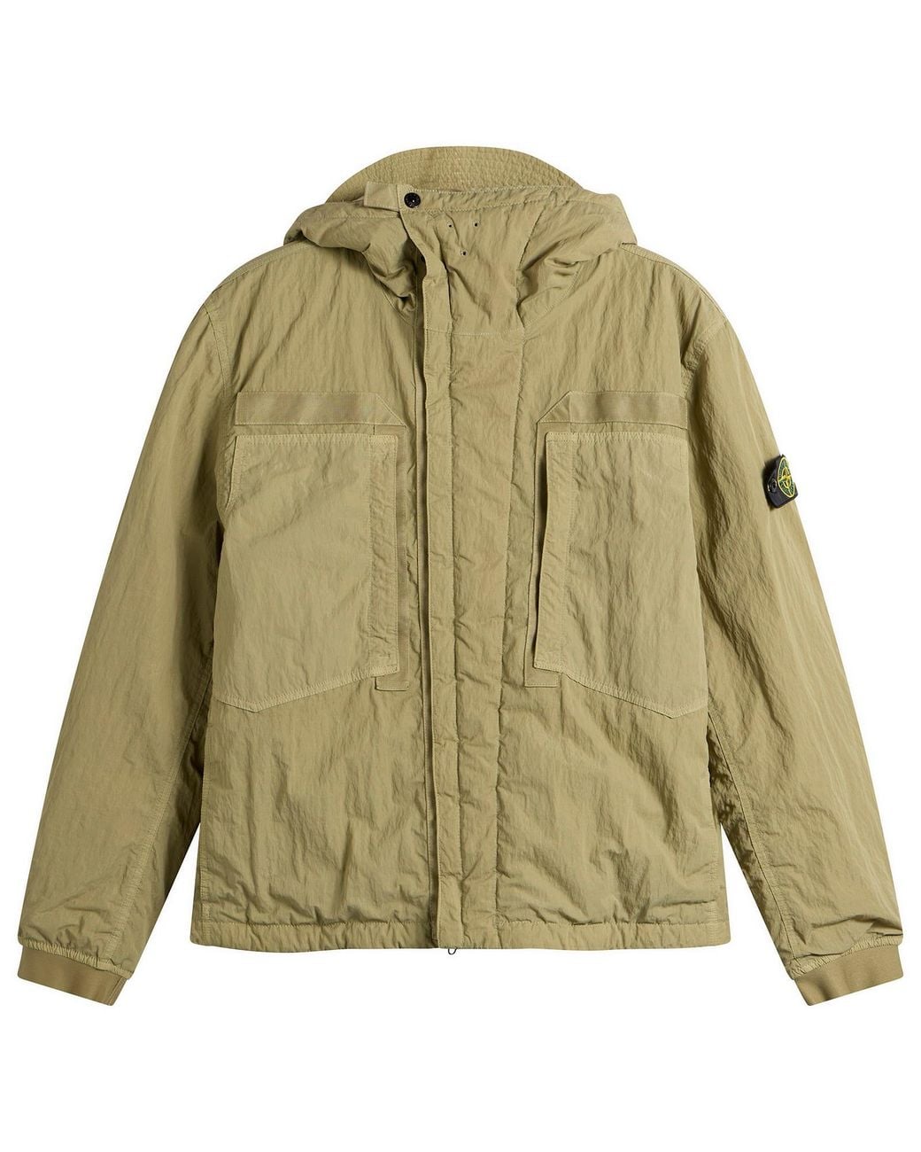 Stone Island Green Warp Rib Nylon-Tc Hooded Jacket for men