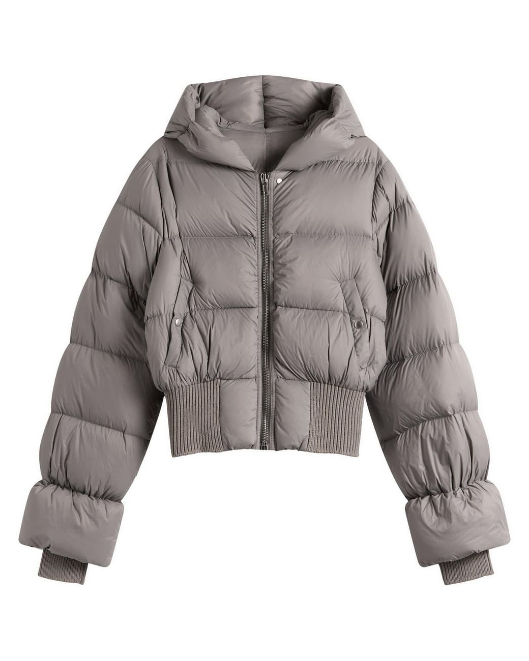Rick Owens Gray Cinched Padded Jacket