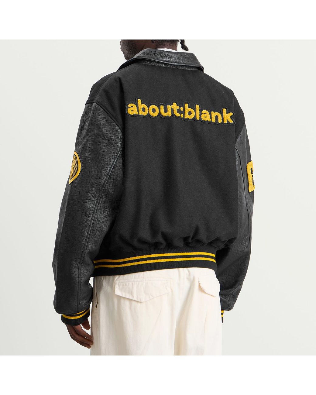 About Blank Black Letterman Jacket for men