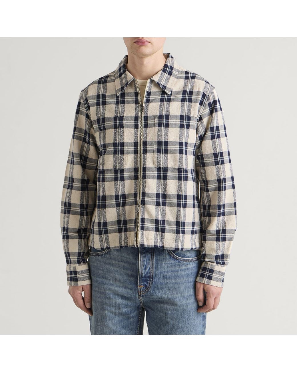 Corridor NYC Blue Capricorn Plaid Zip Jacket for men