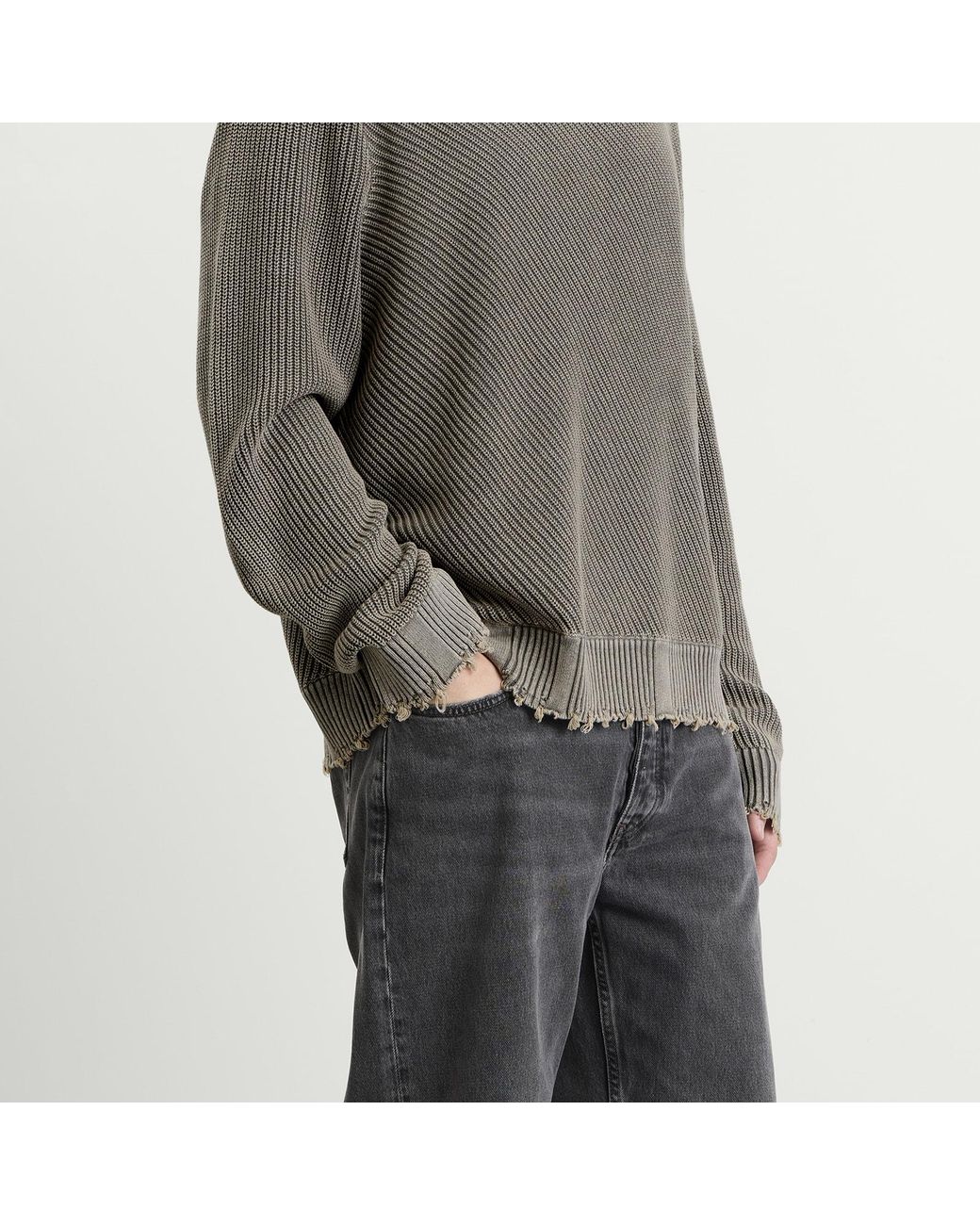 Won Hundred Gray Bently Diagonal Knit Sweater for men
