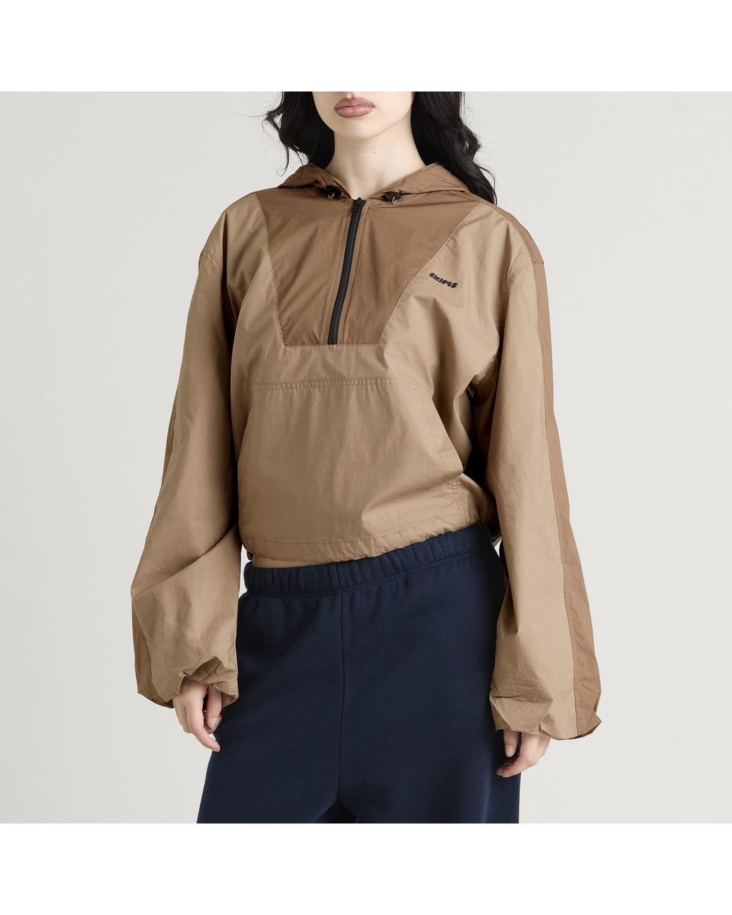 Skims Natural Woven Cotton Half Zip Pullover