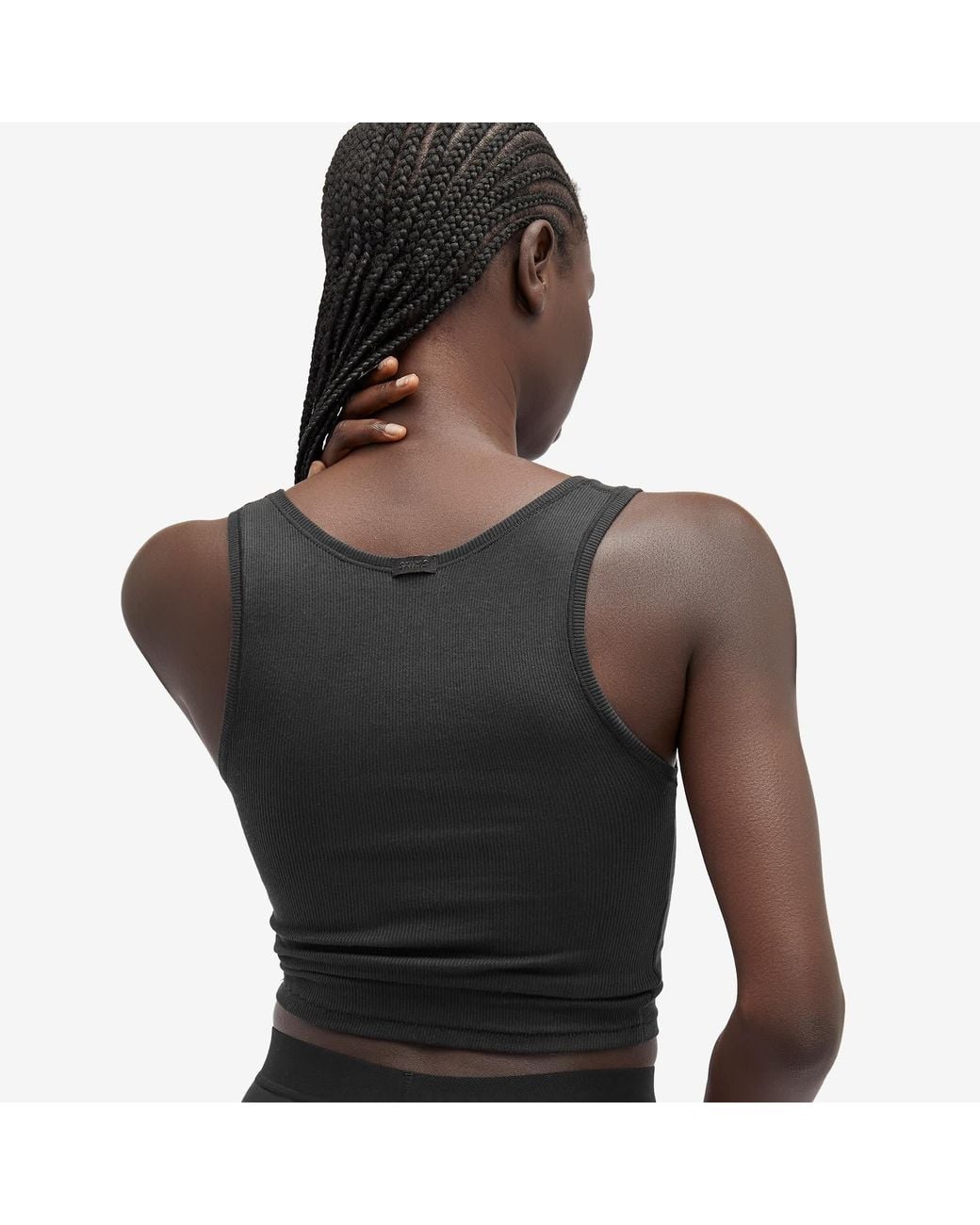 Skims Black Cotton Rib Tank
