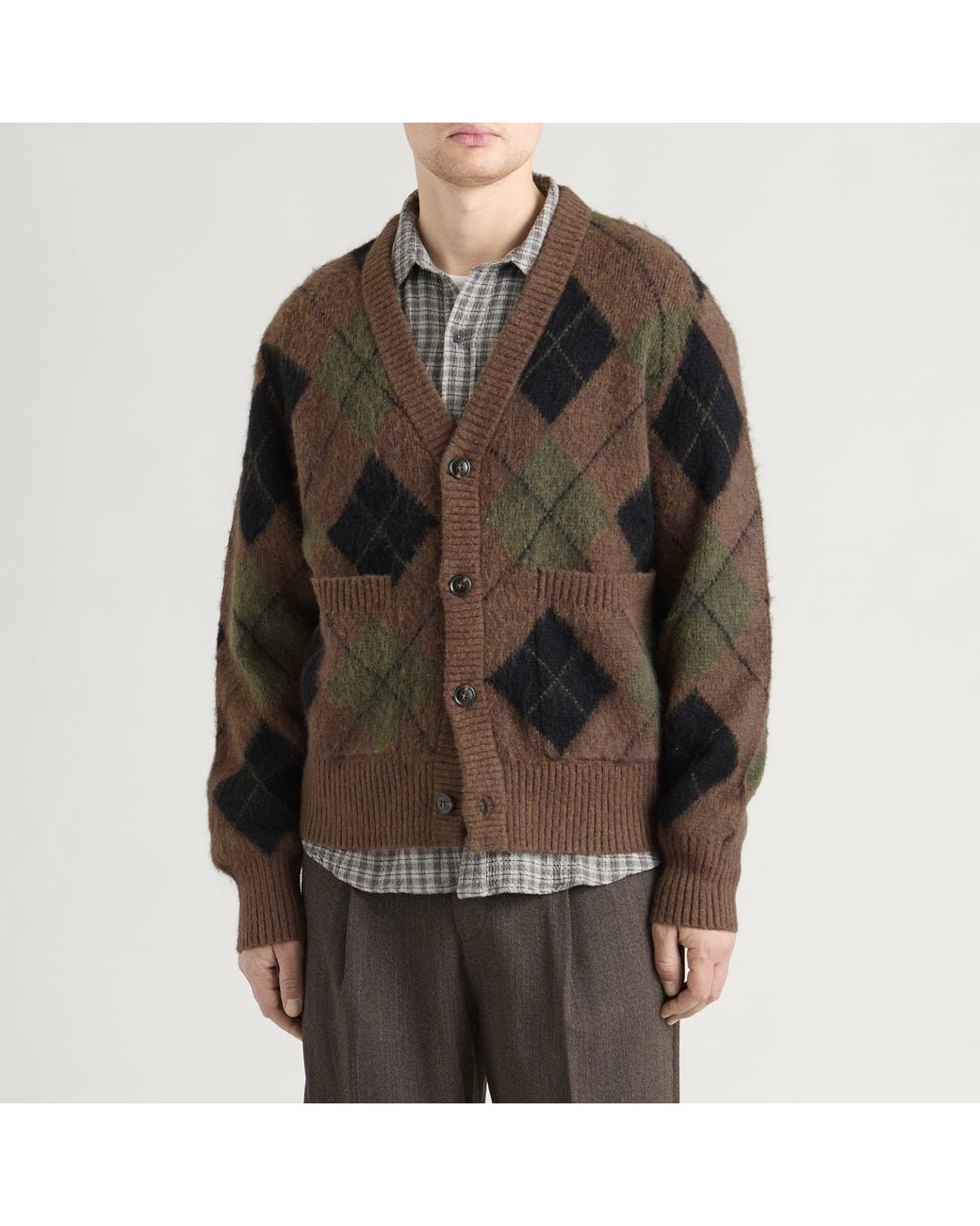 Corridor NYC Green Argyle Cardigan for men