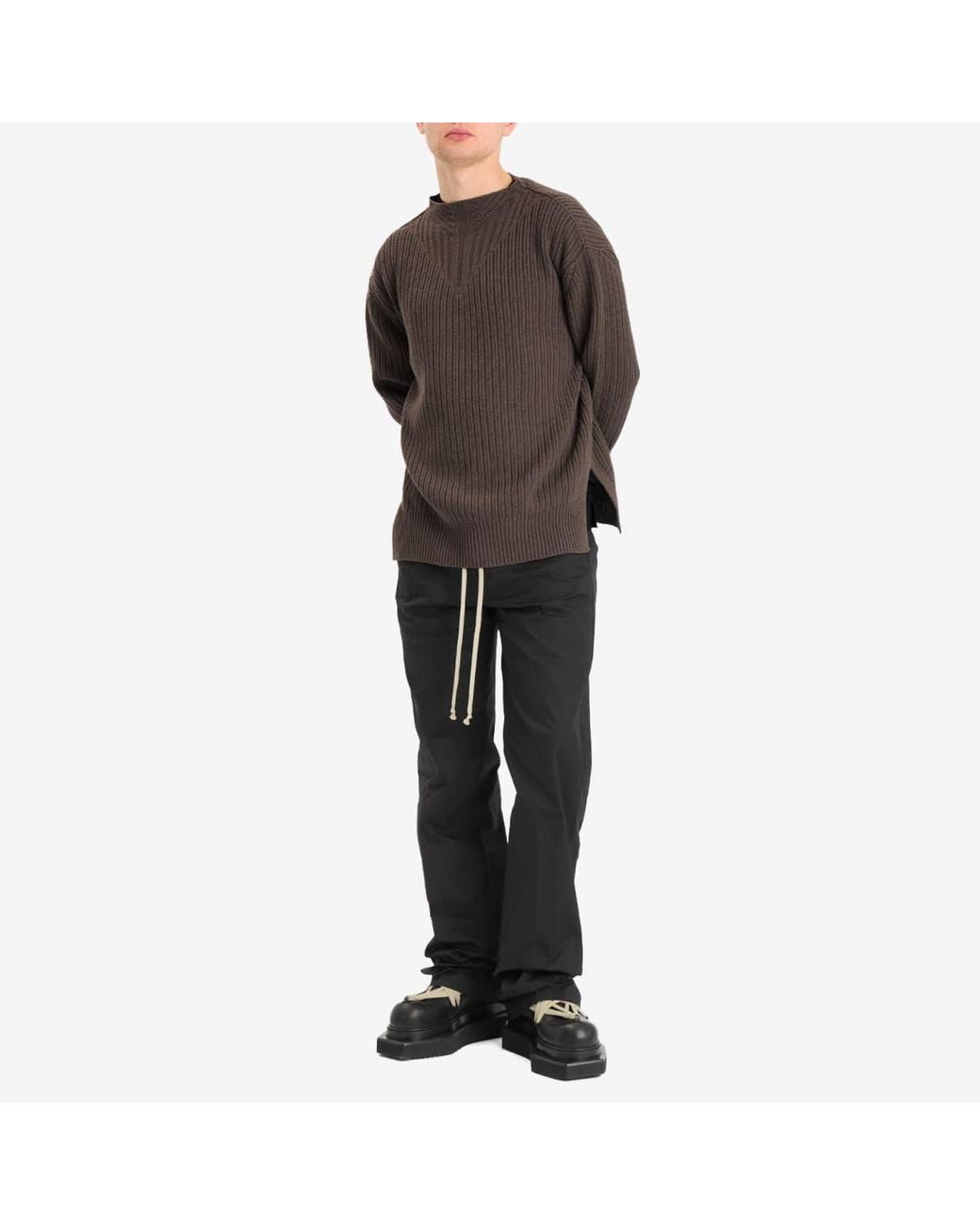 Rick Owens Brown Fisherman Rib Crew for men