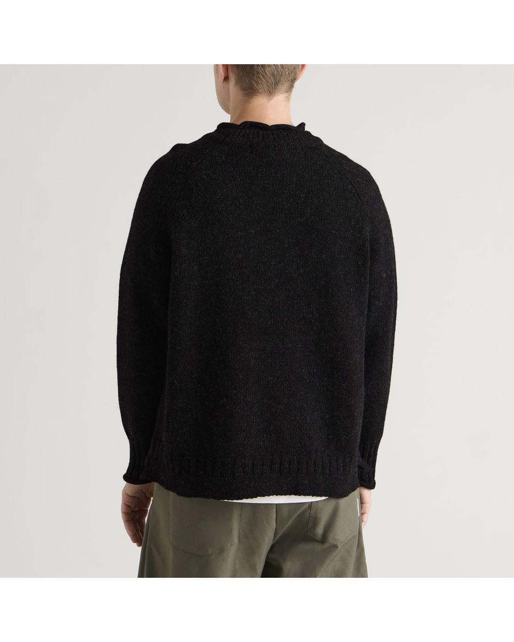 Pittari Black Seti Heritage Lambswool Roll Collar Jumper for men
