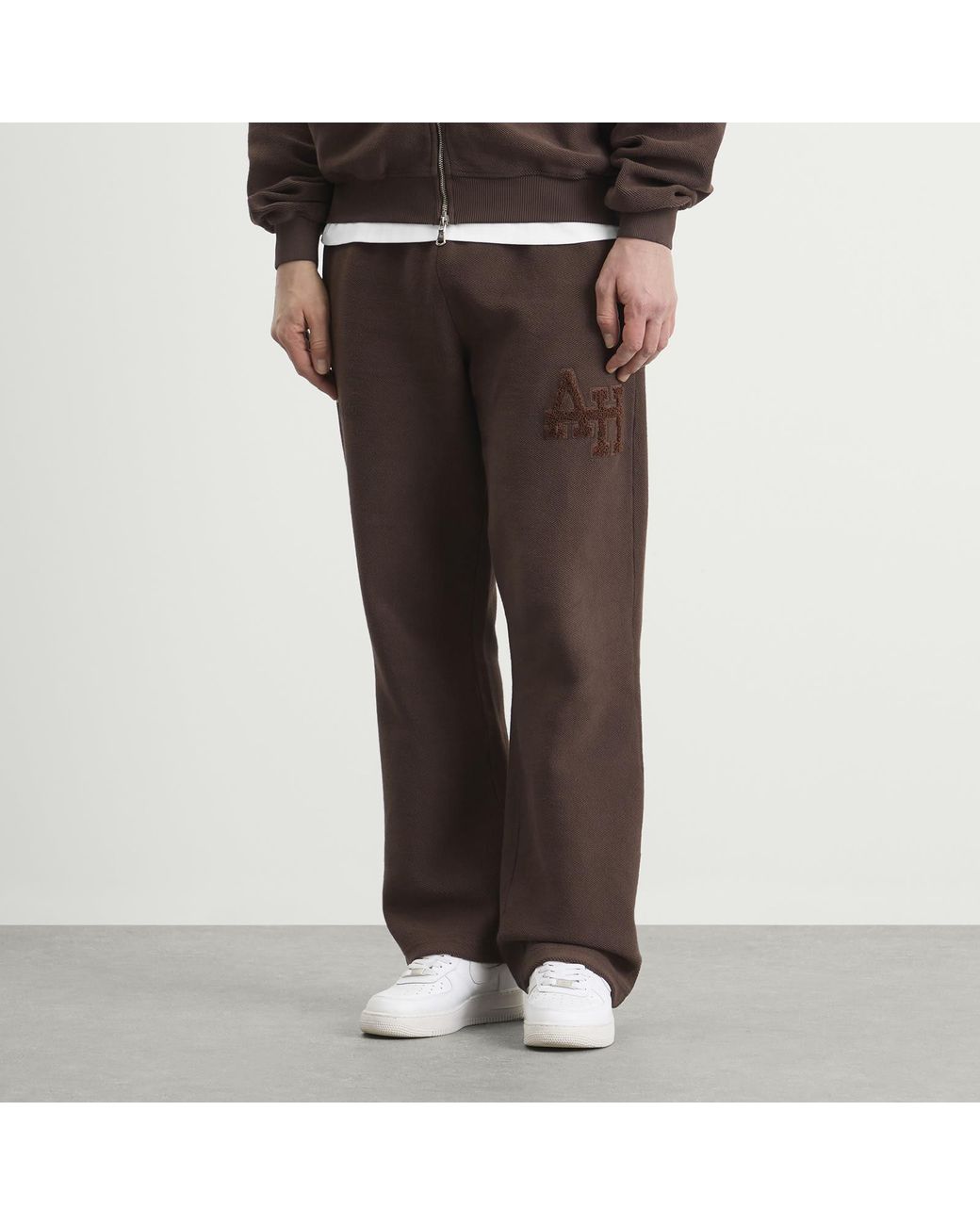 Annie Hood Brown Inside Out College Straight Joggers for men