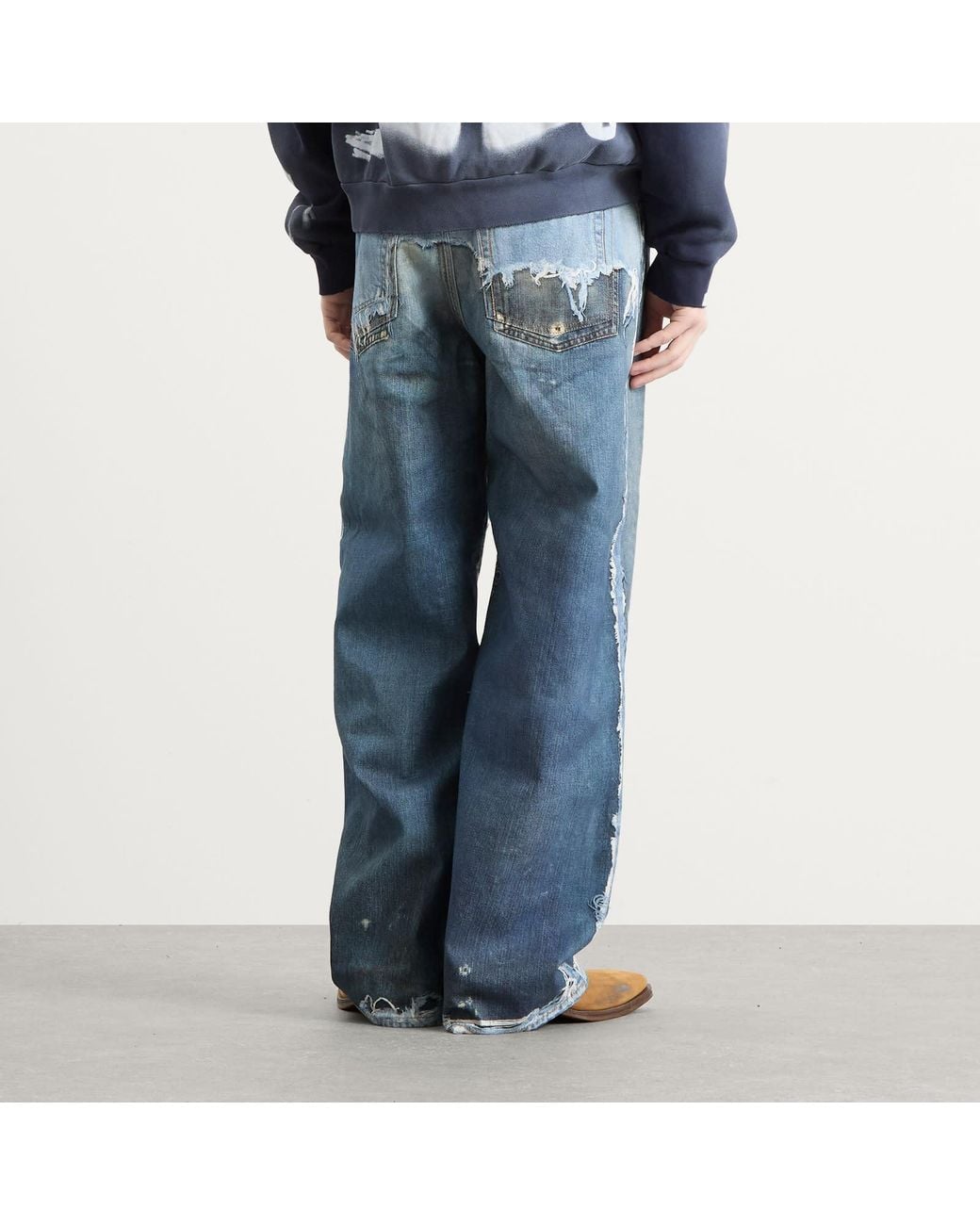 Acne Blue 1981 Trompe L'Oeil Skeleton Print Jeans for men