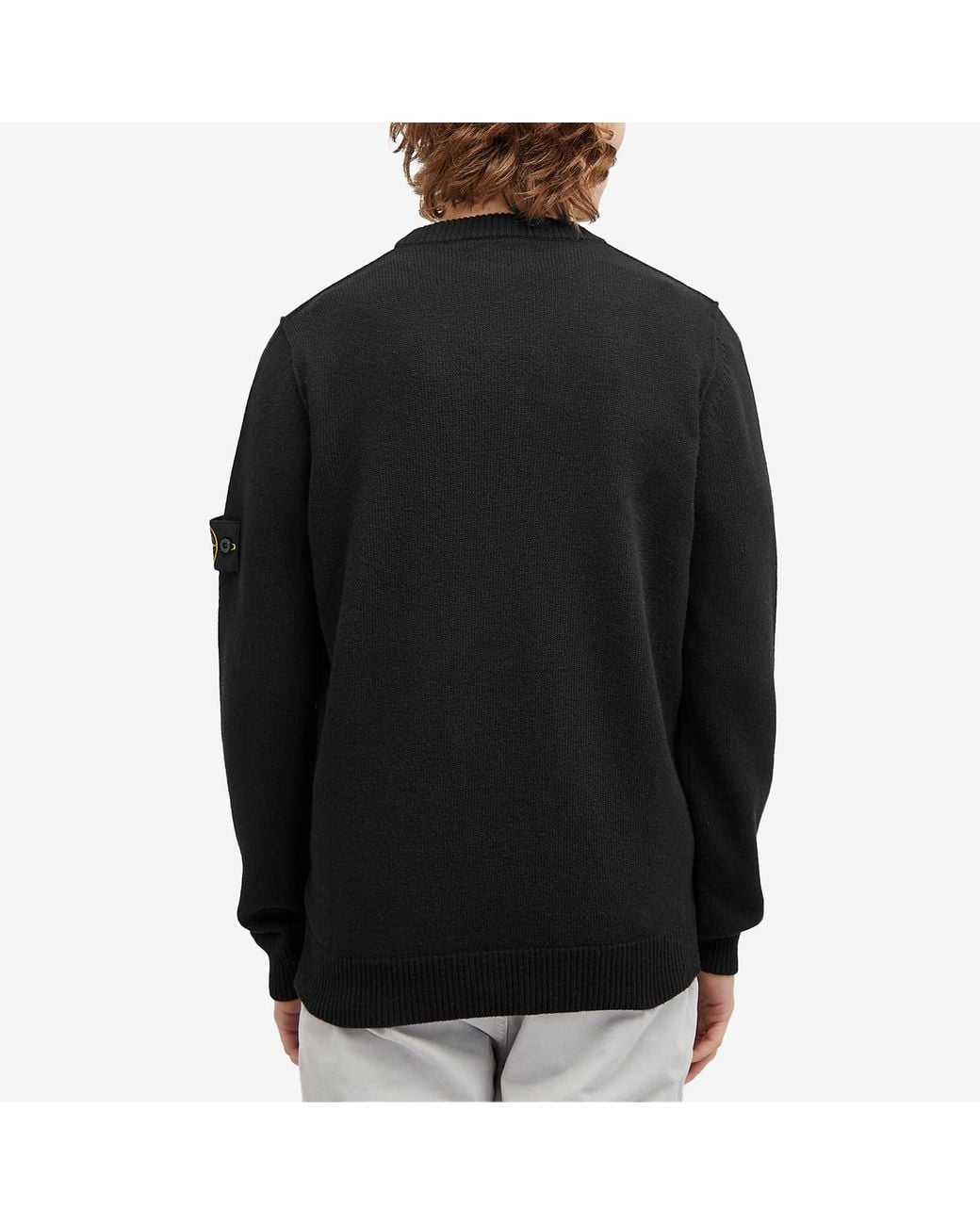 Stone Island Black Reverse Seam Lambswool Crew Neck Jumper for men