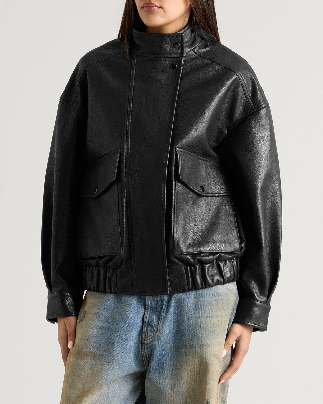 Charoux Black Tunnel Aviator Leather Jacket