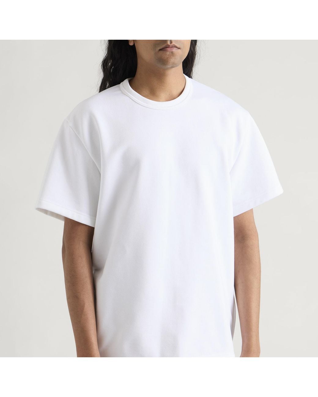 Comme des Garçons White Cotton Blend Drop Hem T-Shirt for men