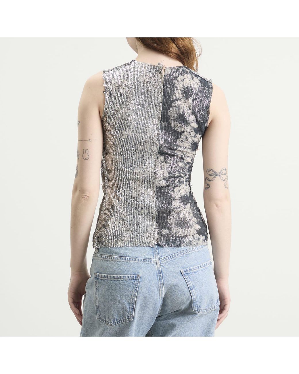 Maison Margiela Gray Patchwork Sequin Top