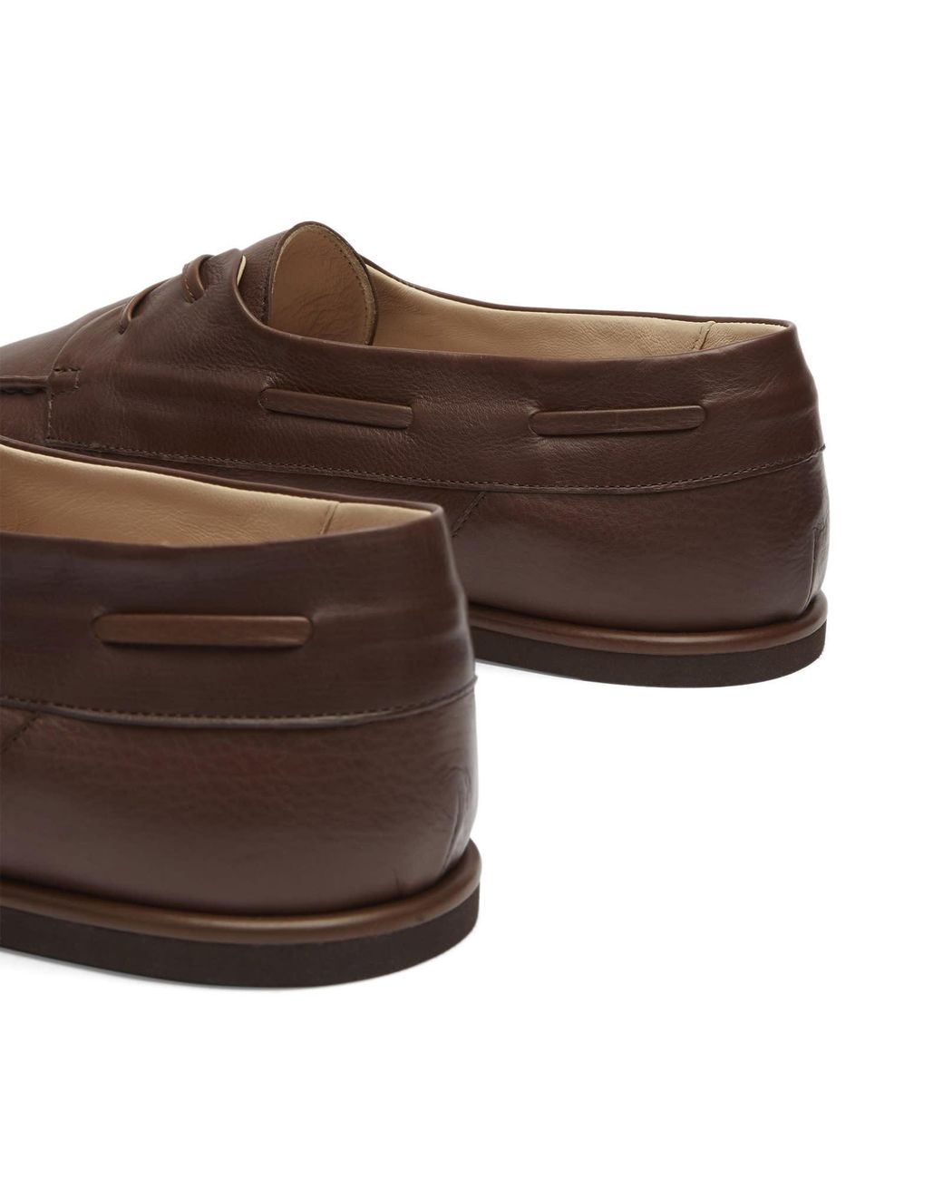 Auralee Brown Leather Deck Shoes for men