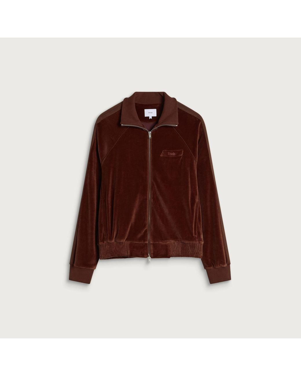 Rhude Brown Madera Velour Track Jacket for men