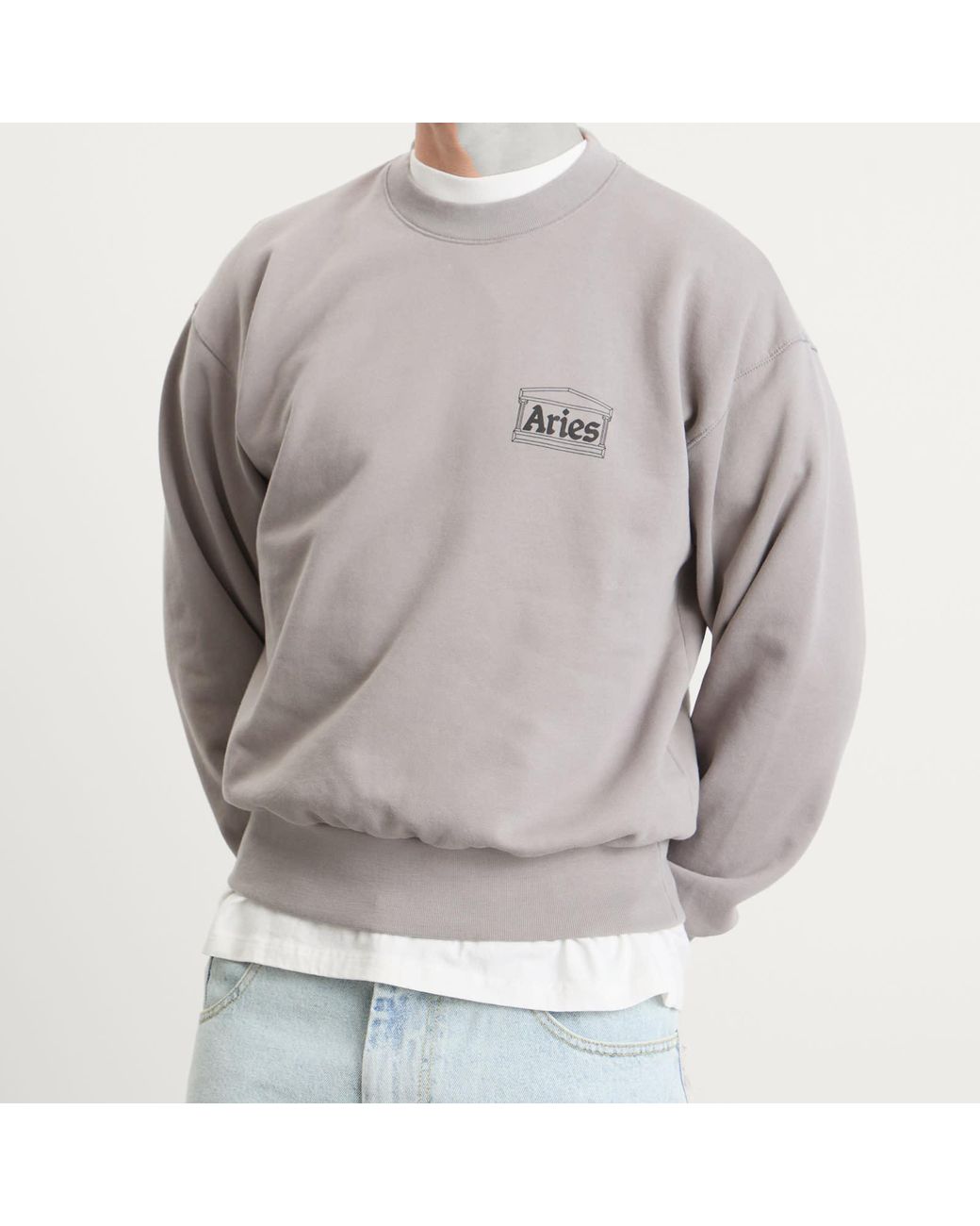 Aries Gray Mini Temple Sweatshirt for men