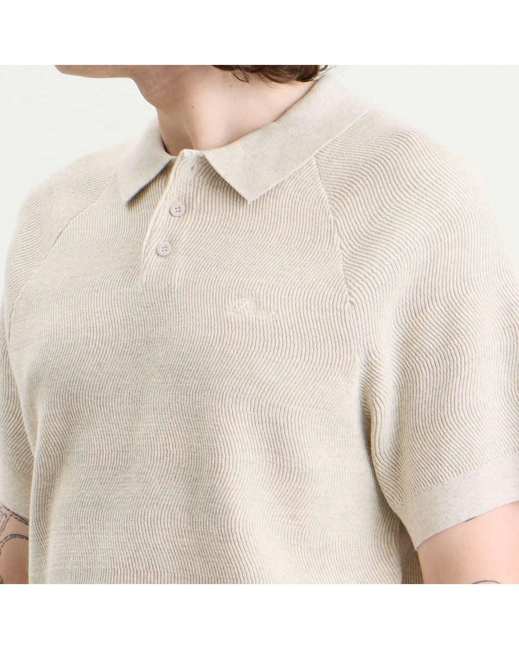Dime Natural Cable Knit Polo for men