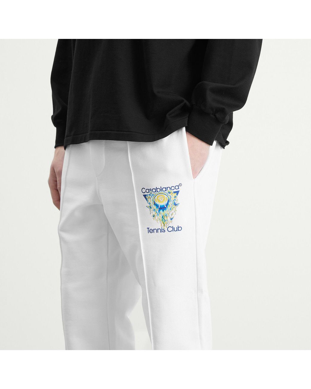 Casablanca White Tennis Club Icon Pintuck Jogger for men