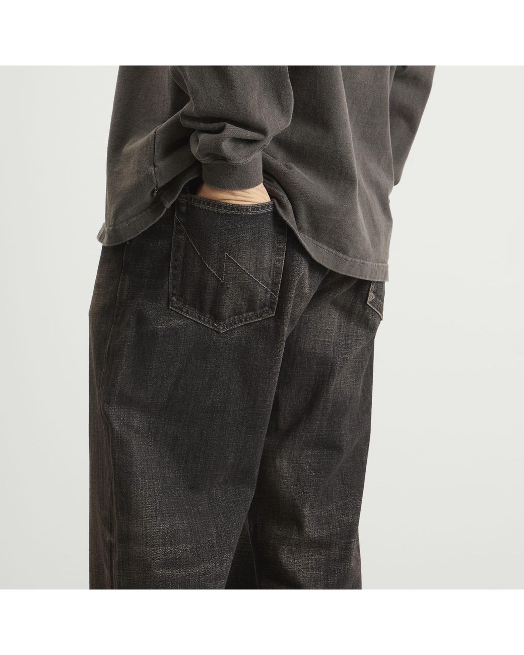 Neighborhood Gray Wide Leg Selvedge Denim Jeans for men
