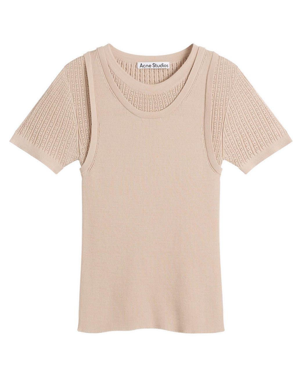 Acne Natural Kred Thin Ribs Layered T-Shirt
