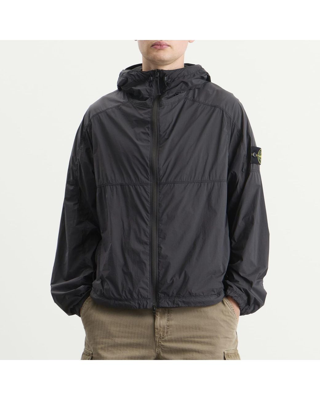 Stone Island Black Ultralight Nylon Stretch-Tc Hooded Jacket for men