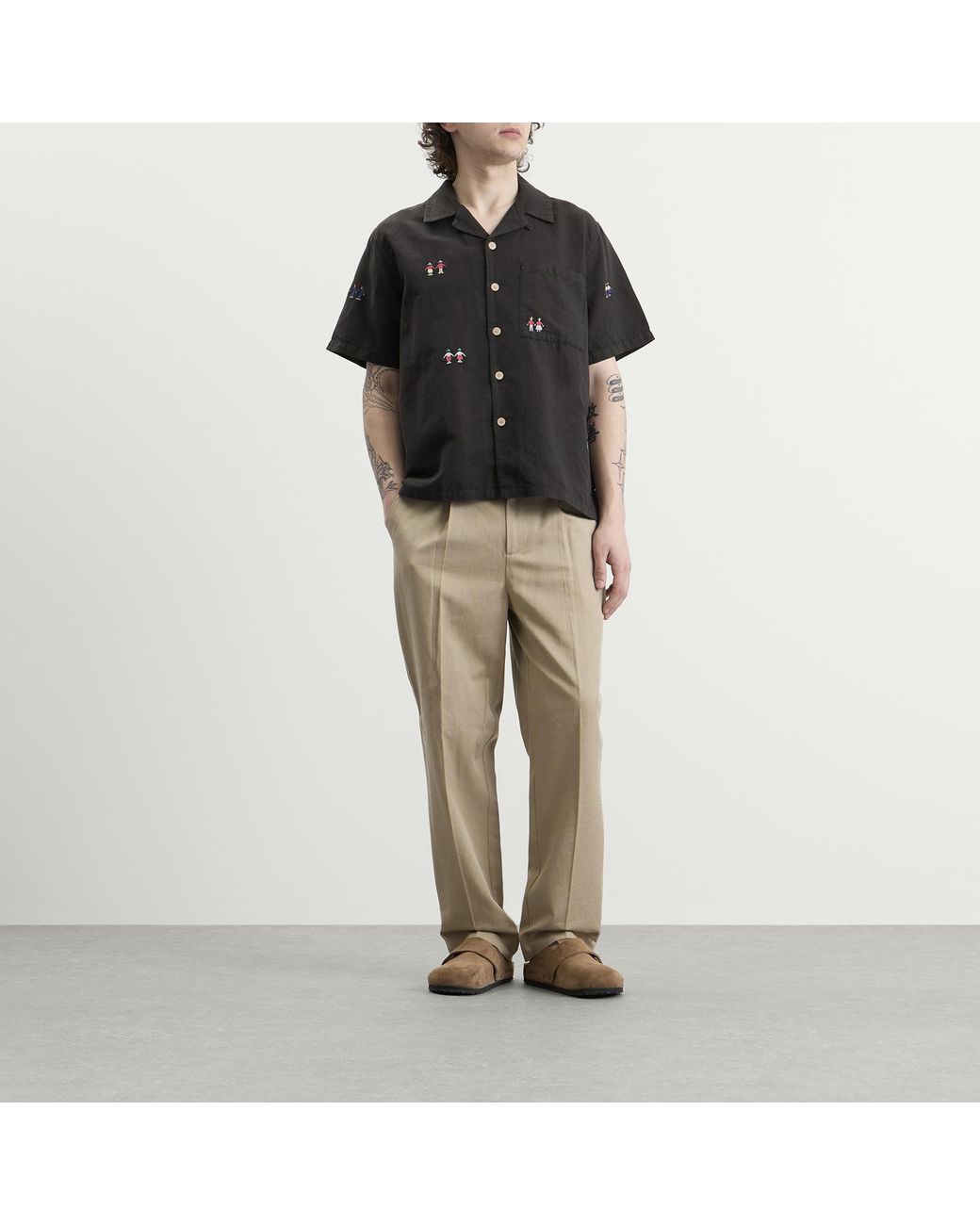 Folk Black Presented By End. Relaxed Soft Collar Vacation Shirt for men