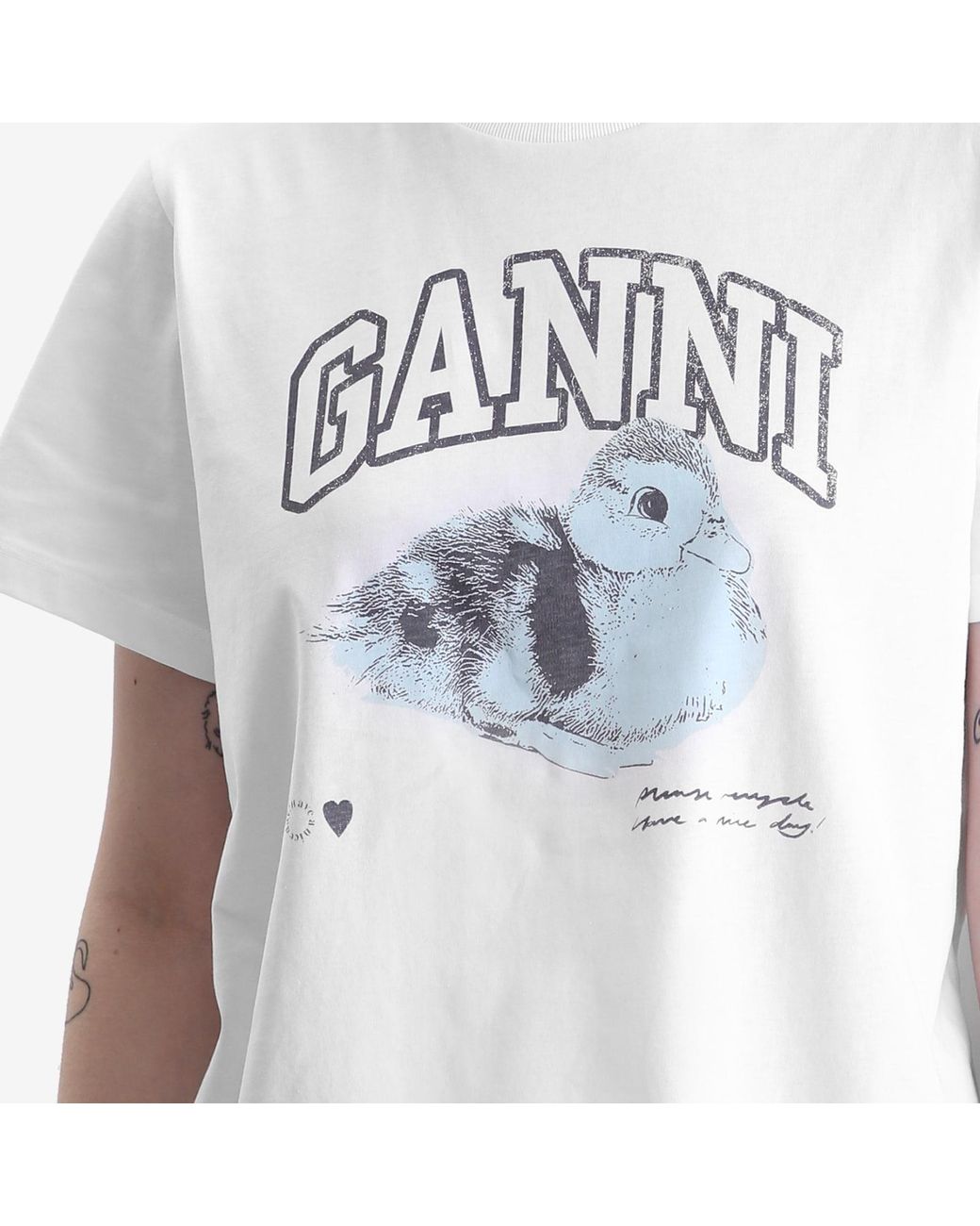 【関税&送料込】Ganni Duckie T-Shirt Ganni Basic Jersey Duckie Relaxed T-shirt In Bright White