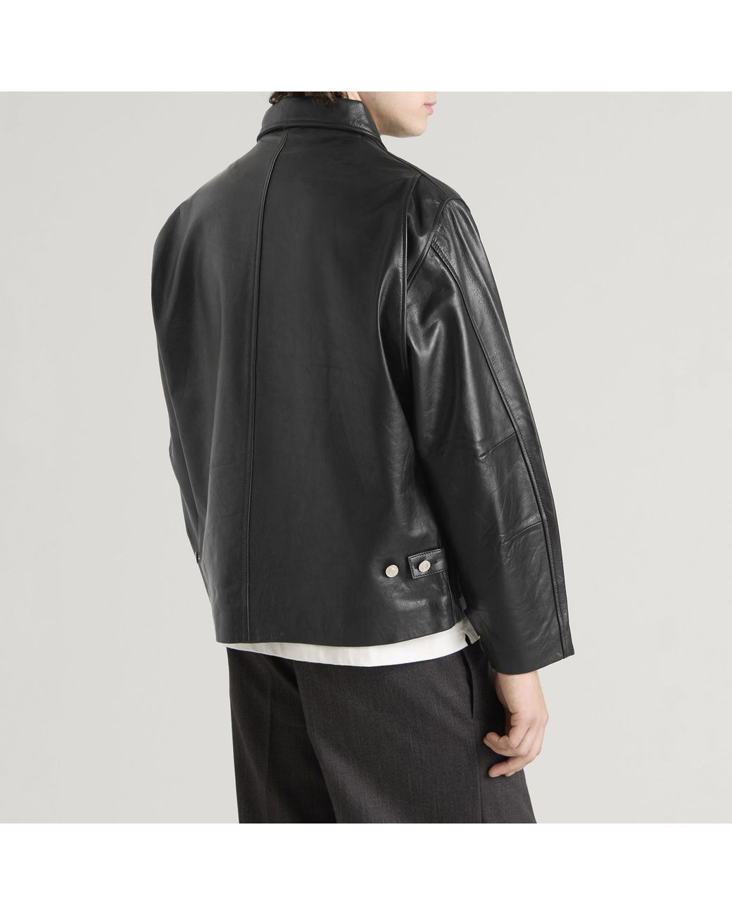 BEACH BRAINS Black Welding Leather Jacket for men
