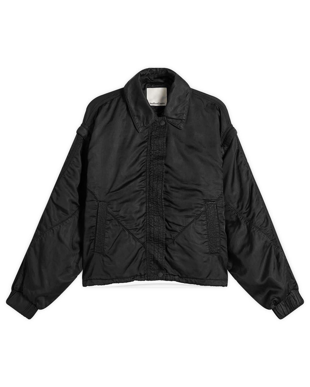 YMC Black Heath Bomber Satin Jacket