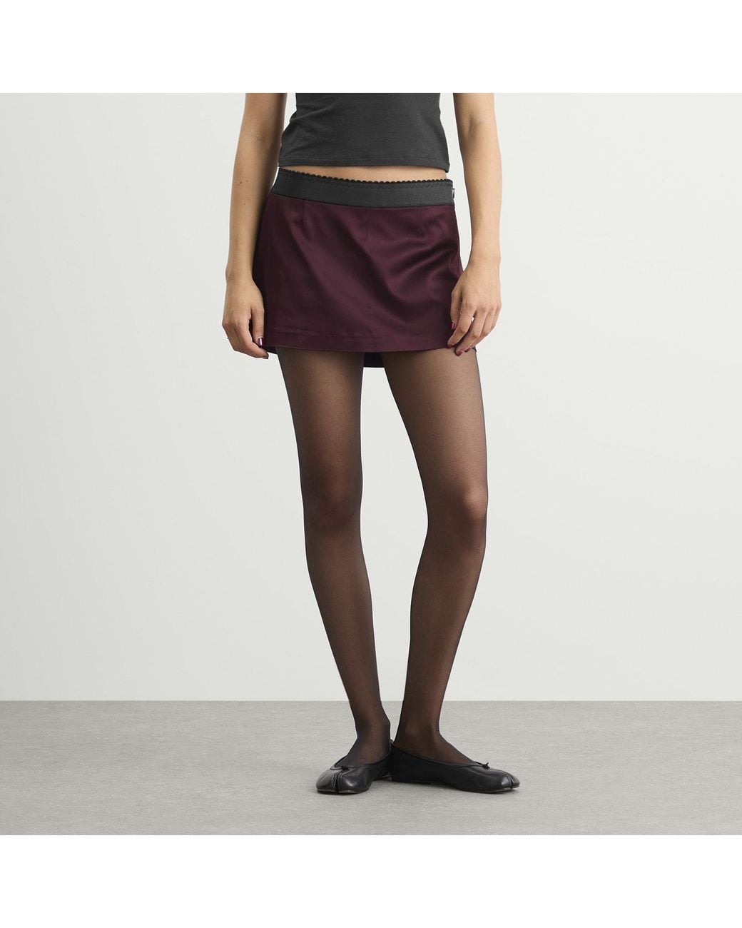 Skims Purple Stretch Satin Mini Skirt