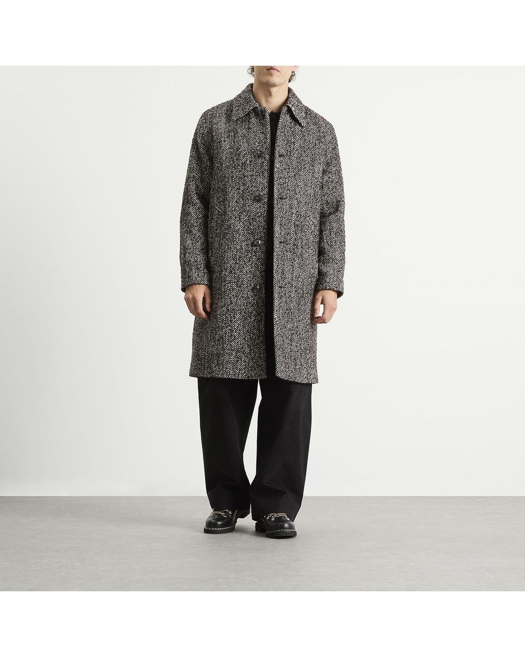 NN07 Gray Franco Wool Overcoat for men