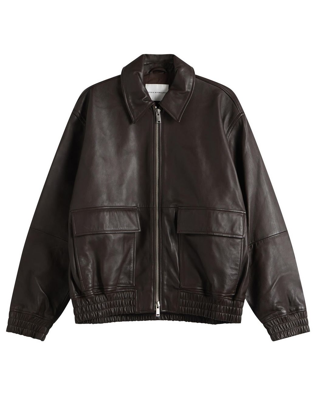 Studio Nicholson Black Piston Leather Bomber Jacket for men