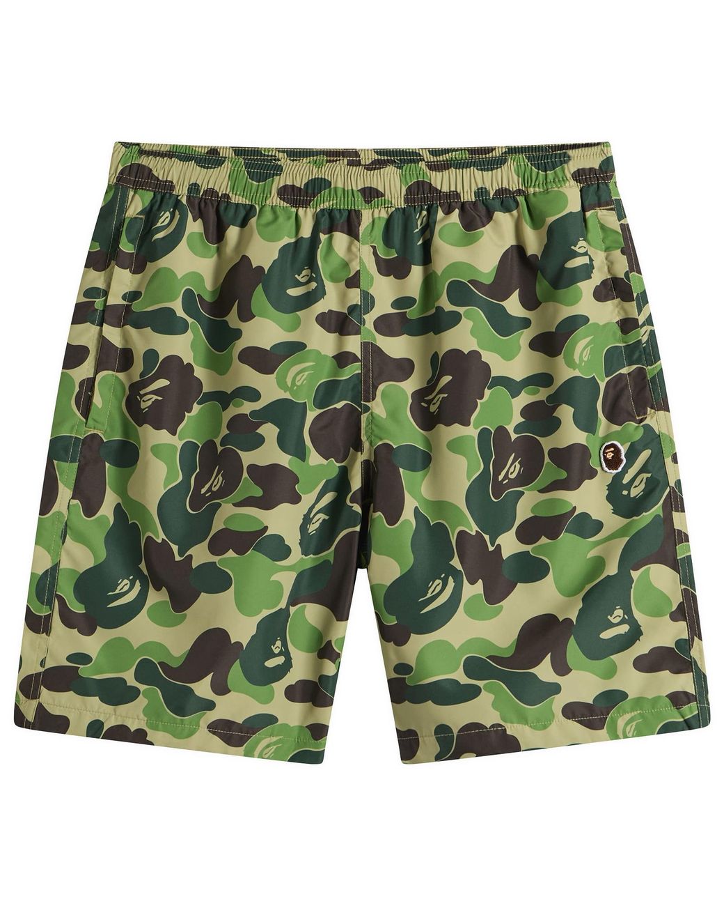 A Bathing Ape Green Abc Camo One Point Beach Shorts for men