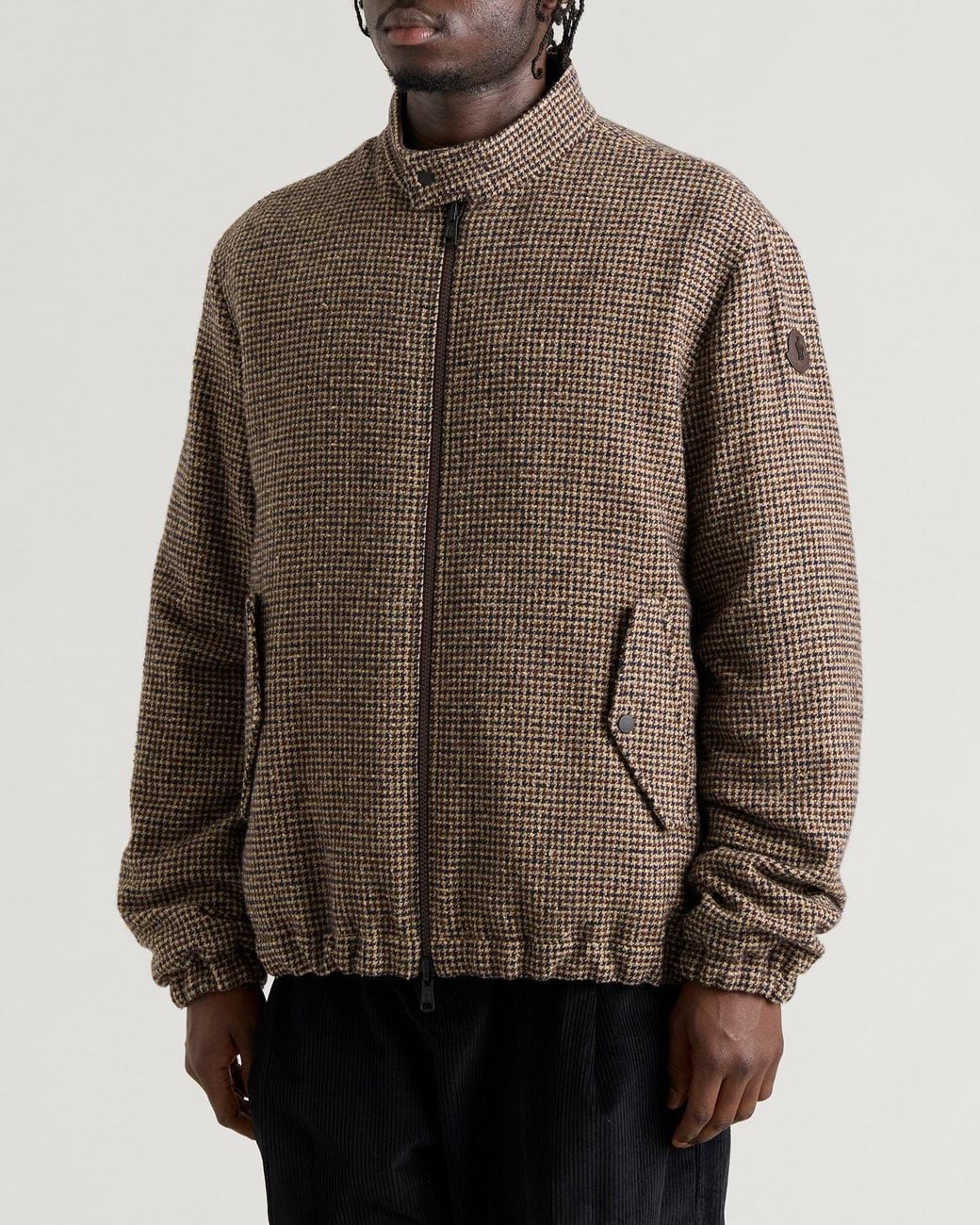 Moncler Brown Ebrodel Micro Check Jacket for men