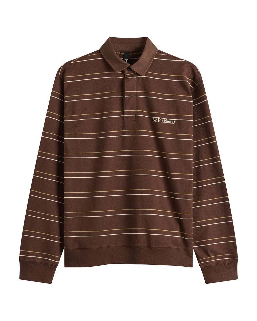 No Problemo Brown Striped Ls Rugby Shirt
