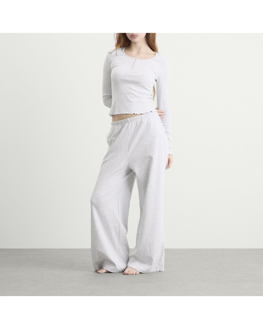 Tala White Sleep Lounge Henley Long Sleeve Top