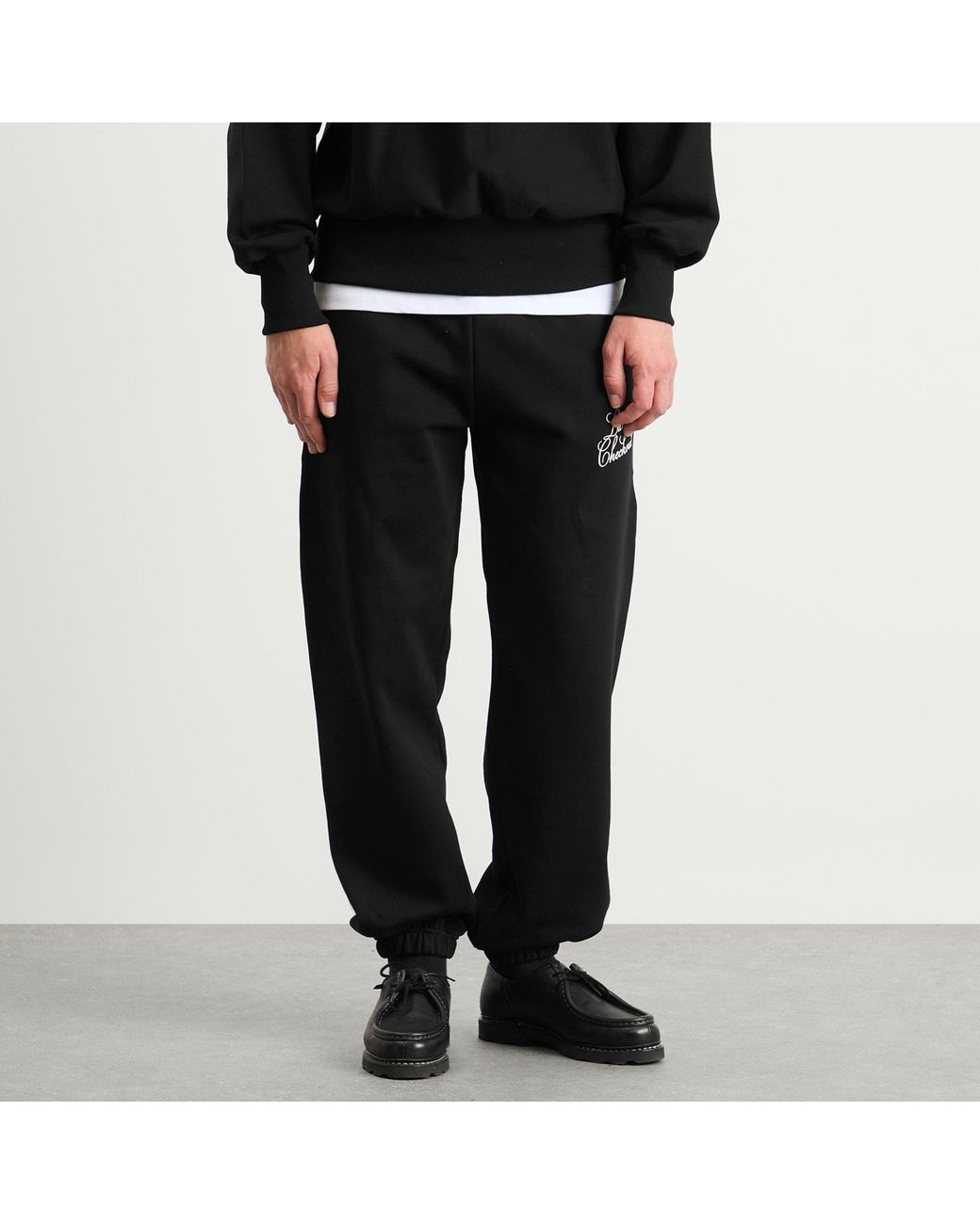 Late Checkout Black Script Joggers for men