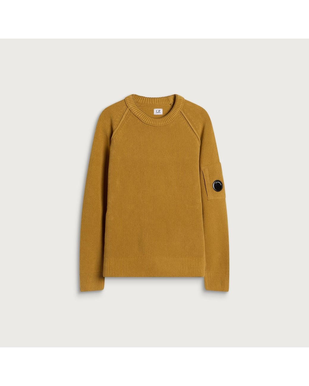 C P Company Yellow Chenille Knit Lens Jumper for men