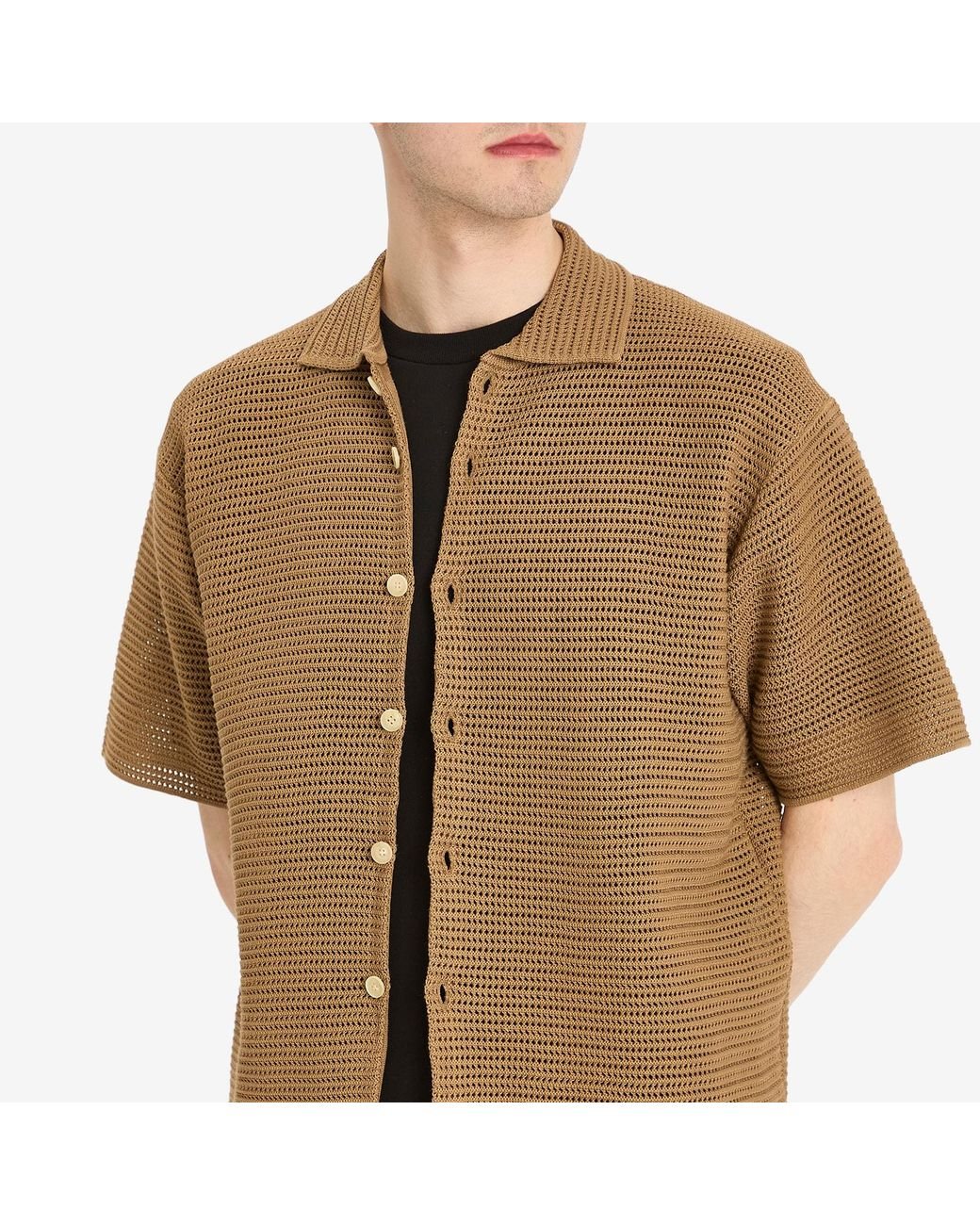 シャツ/ブラウス(長袖/七分) AURALEE - AURALEE 22SS CROCHET COTTON KNIT SHIRTS AURALEE(オーラリー) 22SSHAND CROCHET COTTON KNIT SHIRTS長袖