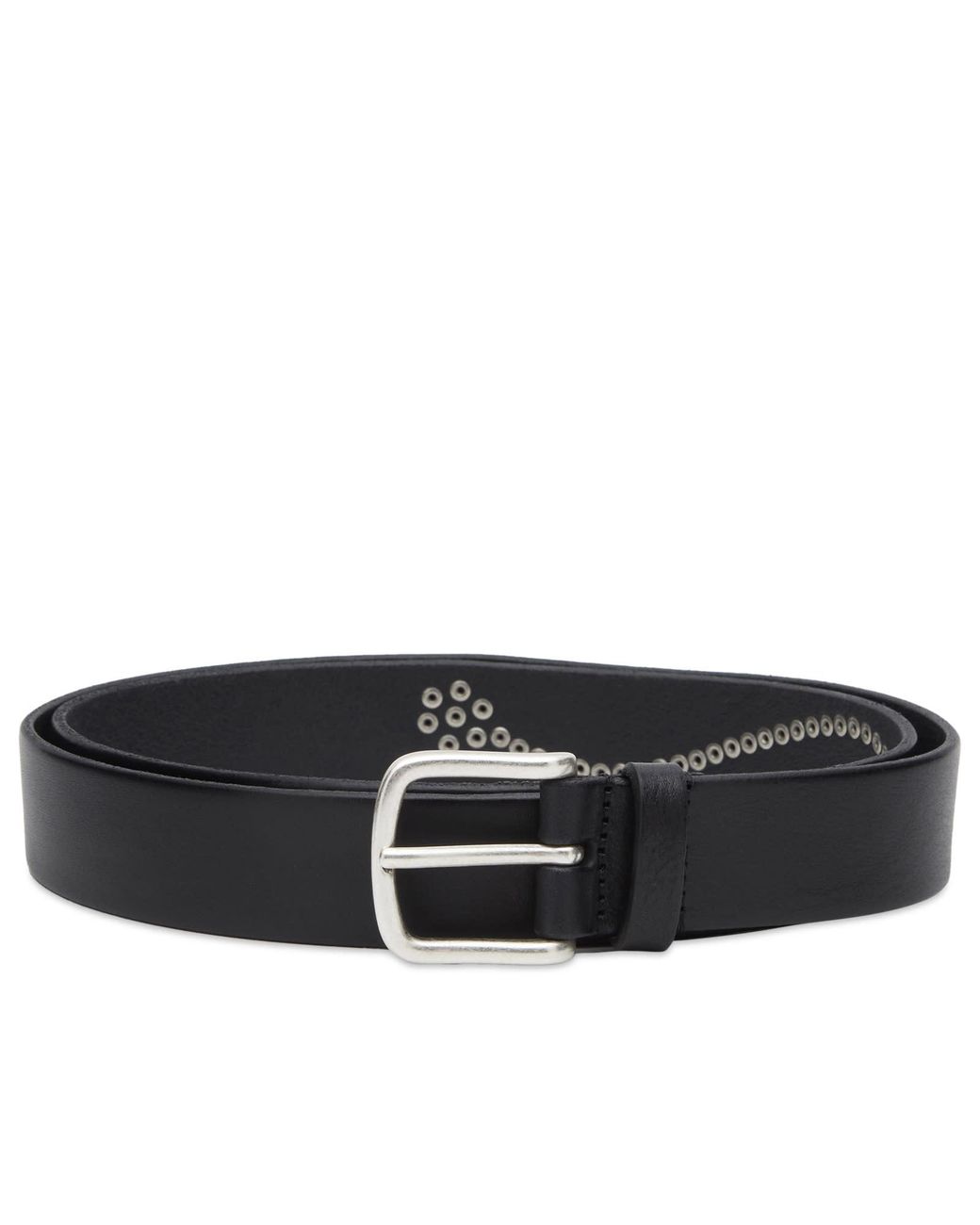 Andersons Black Andersons Narrow Stud Trimmed Leather Belt for men