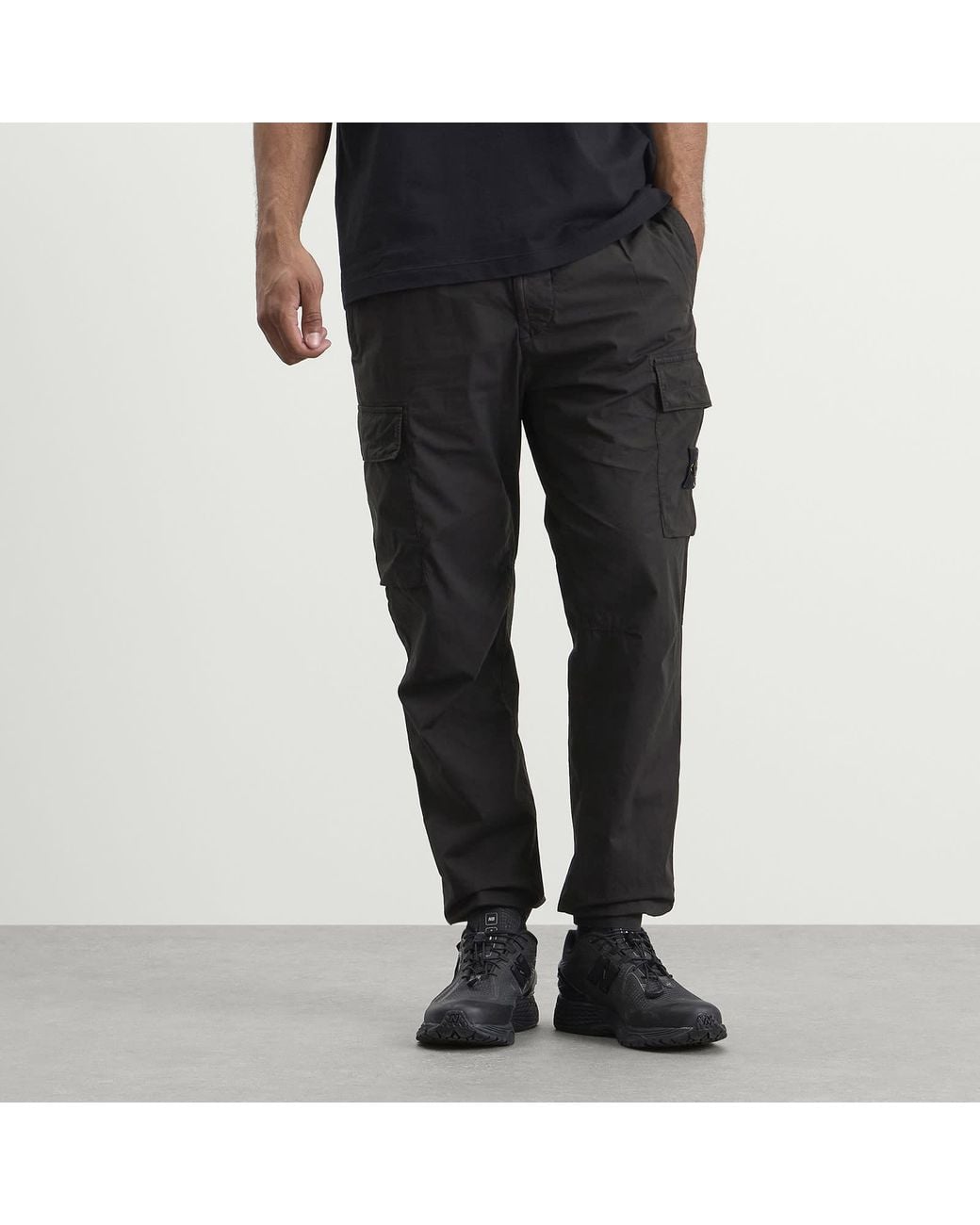 Stone Island Black Paracadute Cargo Trousers for men