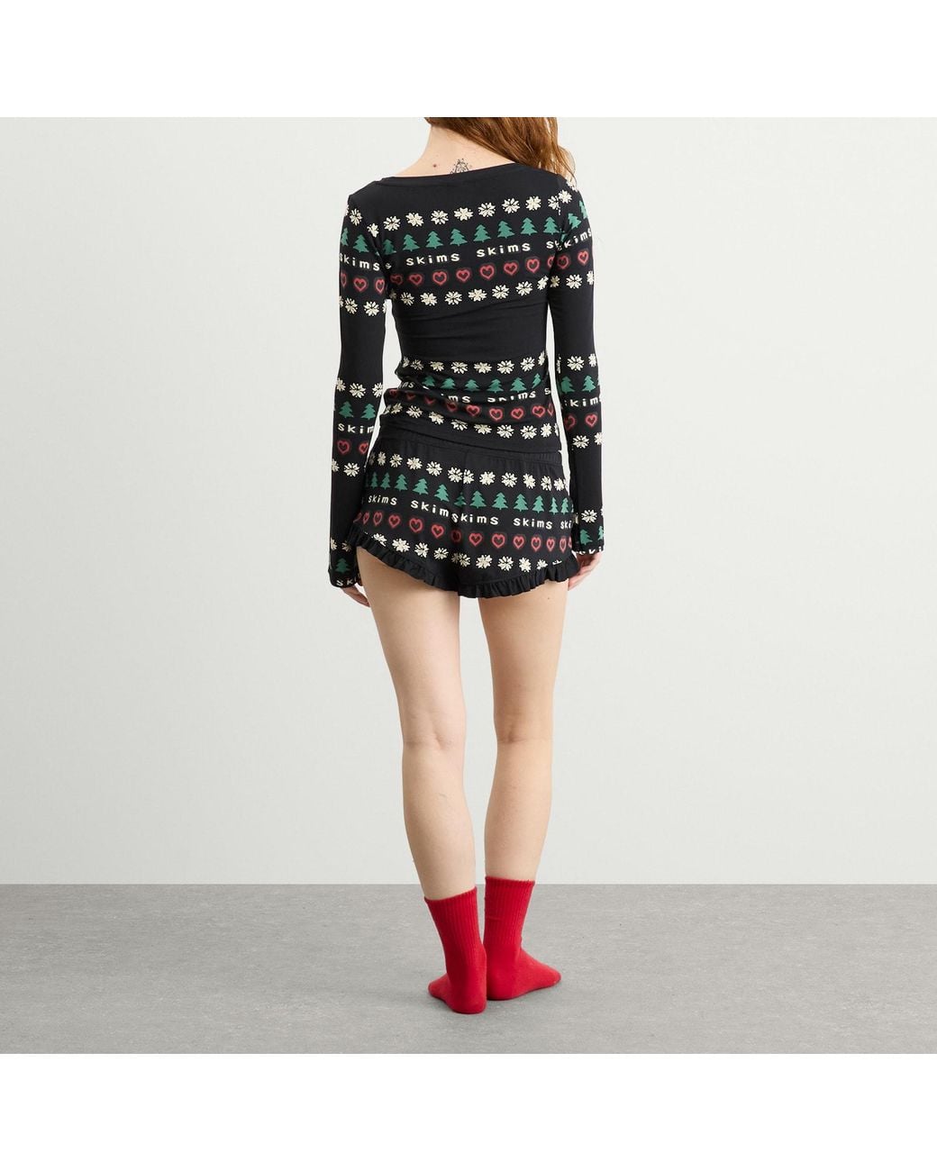 Skims Black X Cpfm Sleep Scoop Neck Top & Short Sleep Set