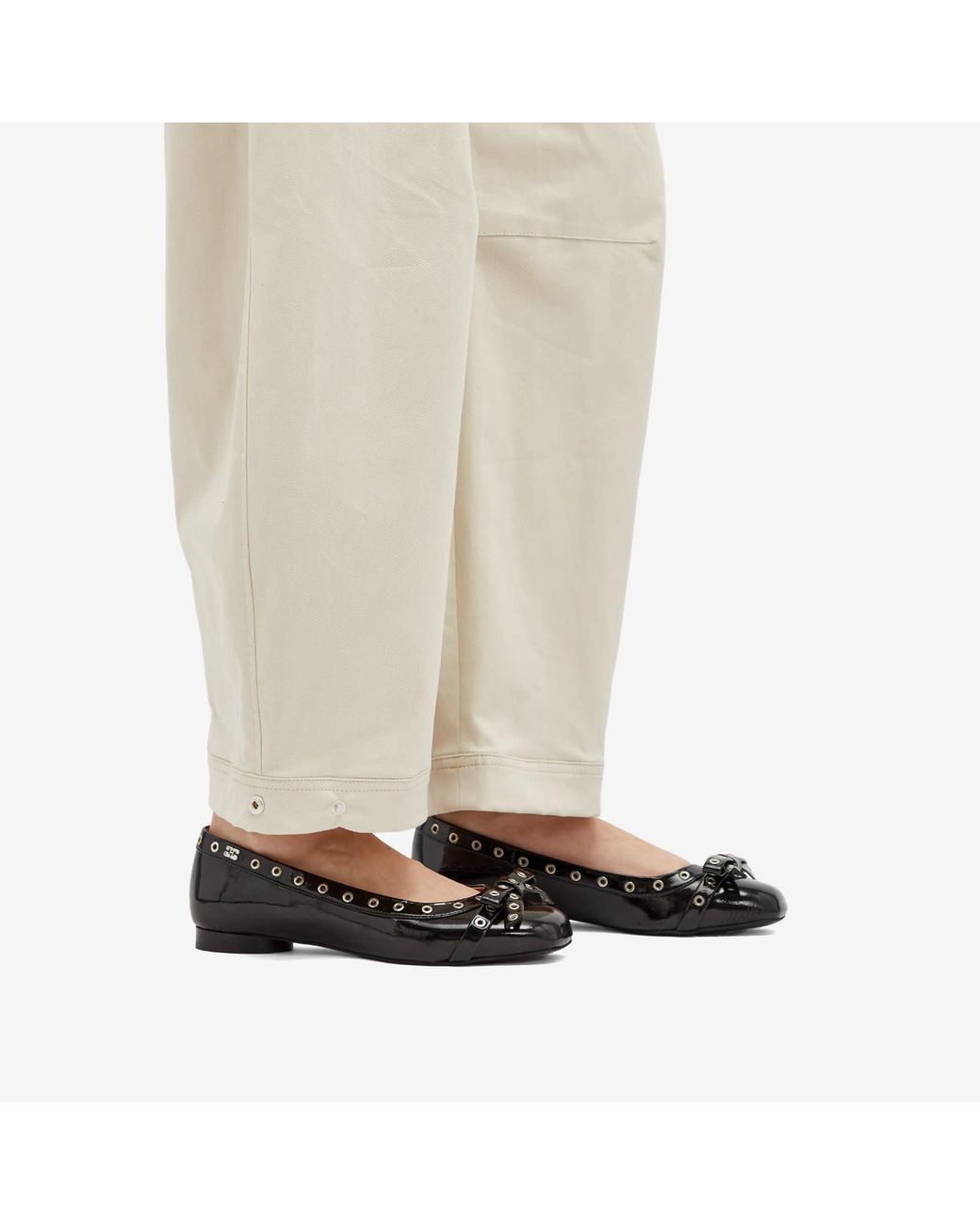 靴 Eyelets Bow Ballerina Naplack GANNI Ganni Eyelets bow ballerina naplack | The Fashion Square