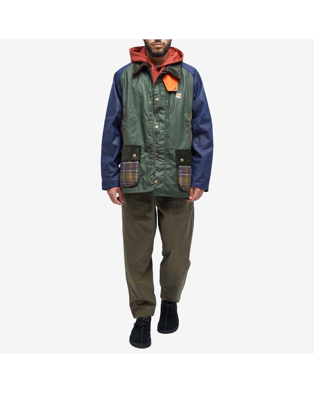 Barbour X Maison Kitsuné Beaufort Wax Jacket in Green for Men | Lyst