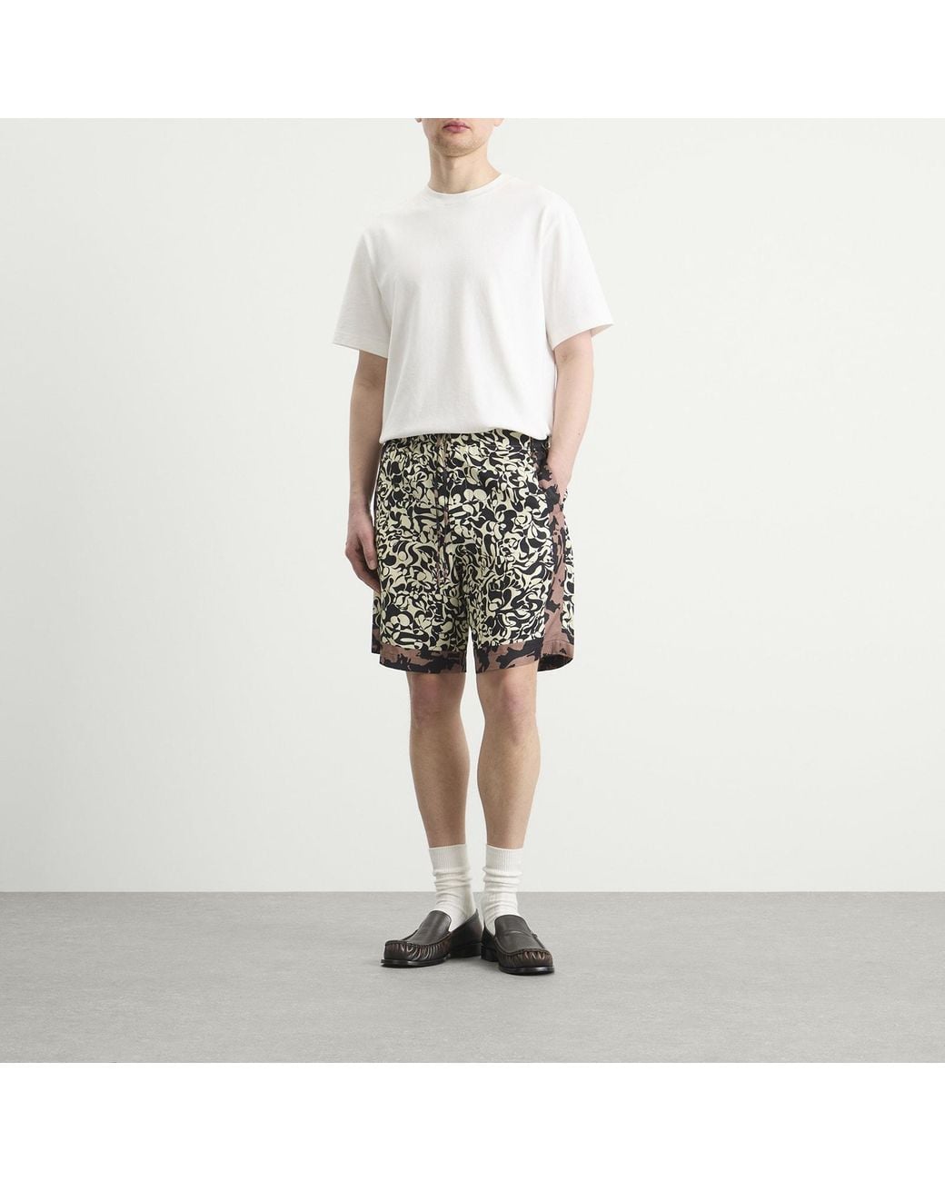 Dries Van Noten Black Squiggle Border Print Shorts for men