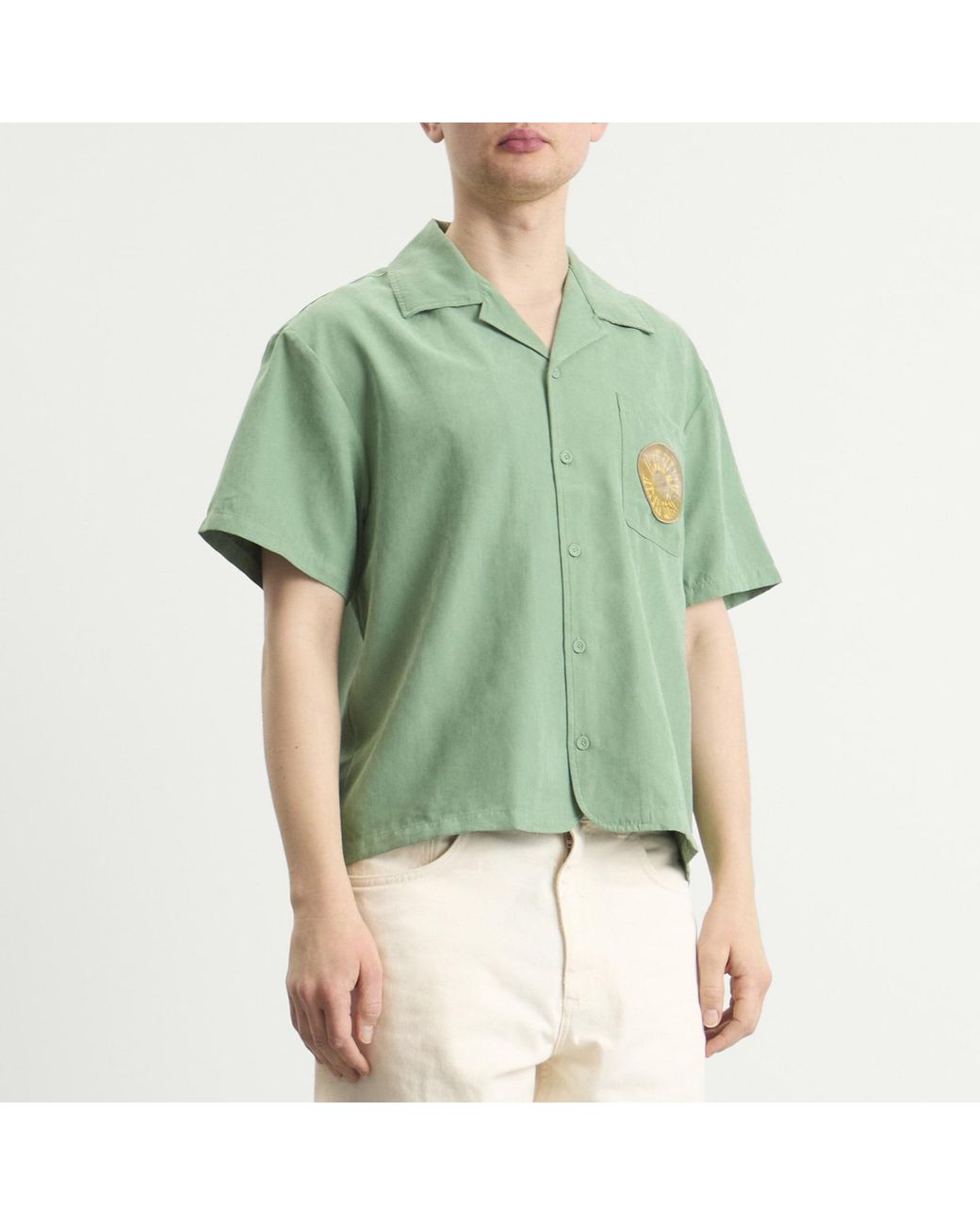 Honor The Gift Green Brushed Camp Shirt for men